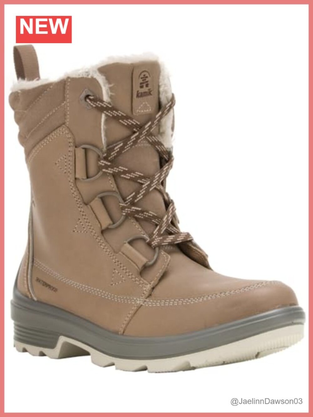 Kamik Deity Mid Waterproof Suede Leather Snow Boots Thermal Insulated